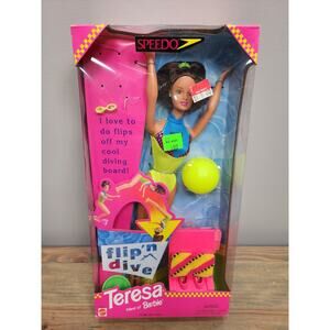 SPEEDO FLIP ‘N DIVE Teresa DOLL Friend Of BARBIE 18983 Mattel 1997 NRFB NEW VTG